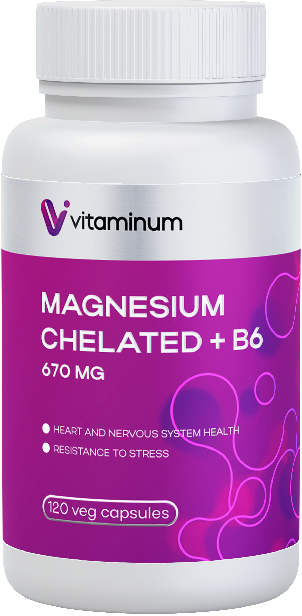  Vitaminum МАГНИЙ ХЕЛАТ + витамин В6 (670 MG) 120 капсул 800 мг  в Выборге